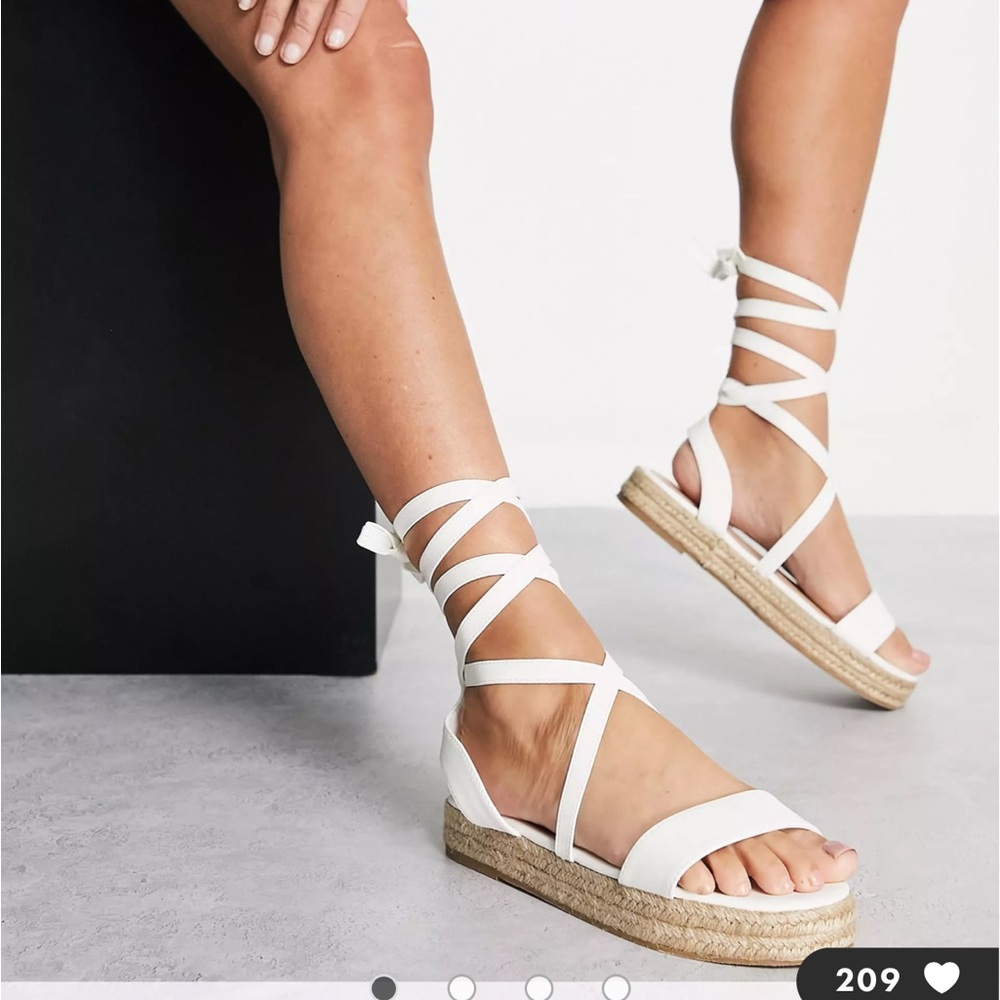 *NWT* ASOS Tie Leg Sandals in White